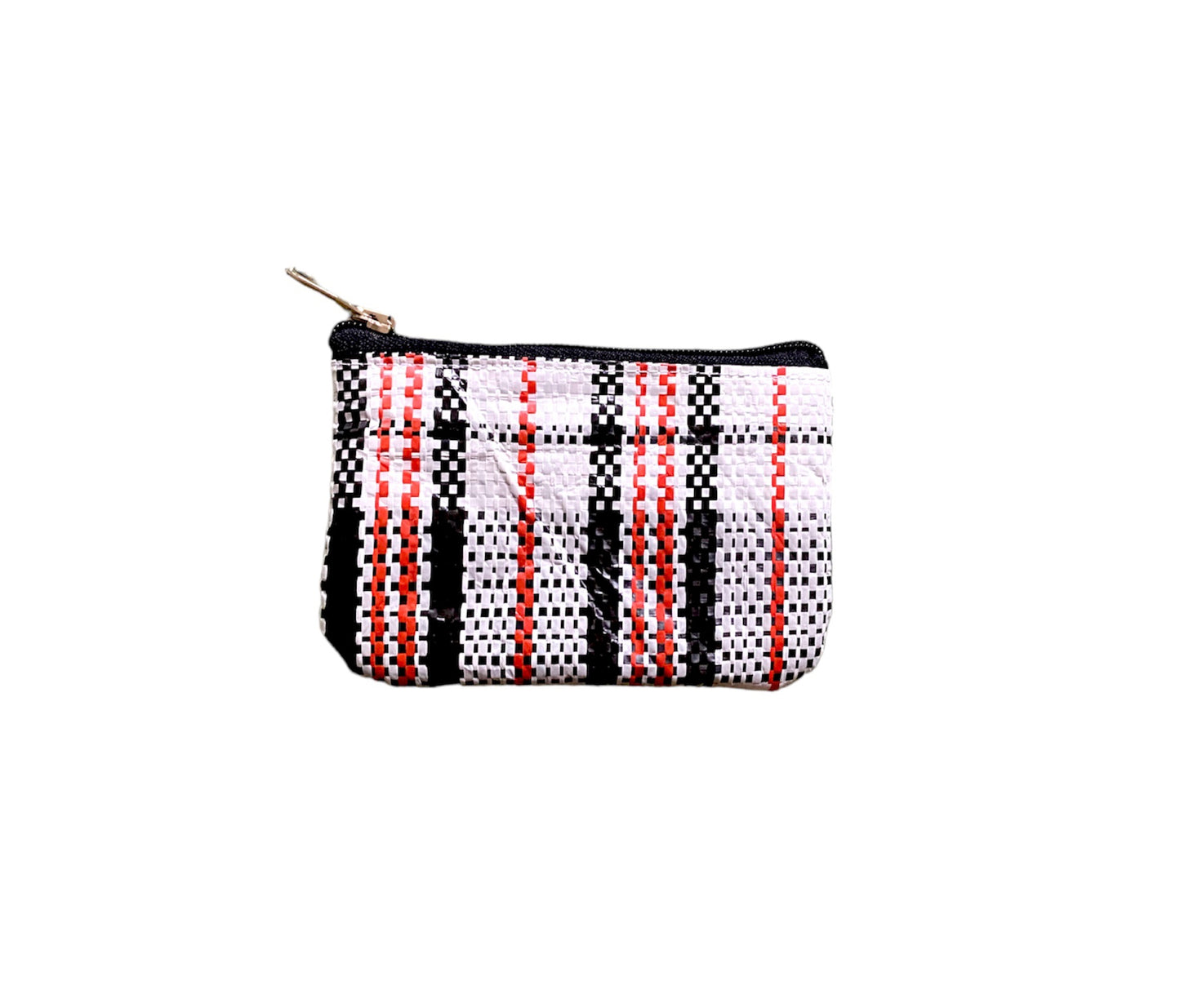 Upcycled wallet black rafia
