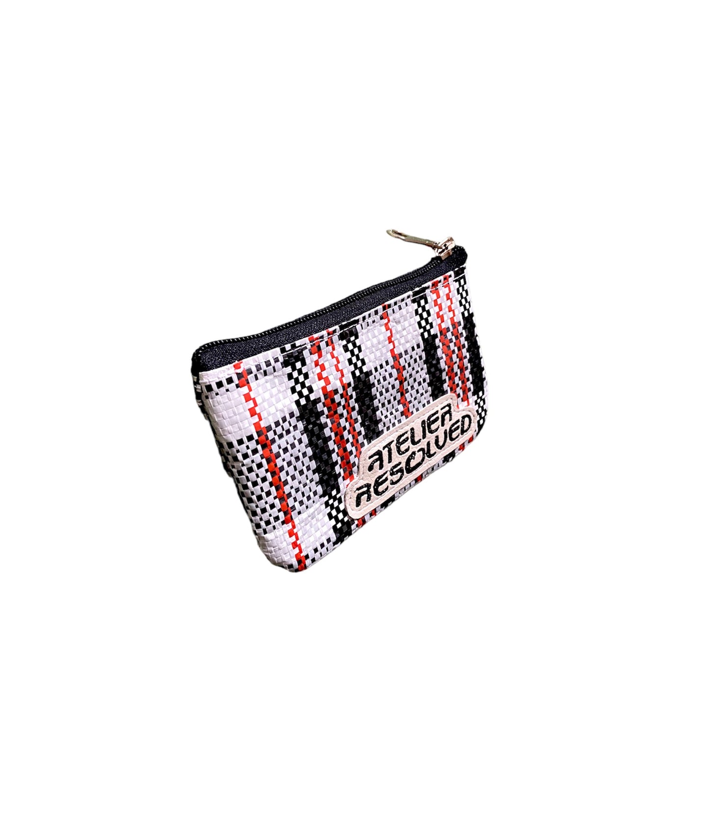 Upcycled wallet black rafia